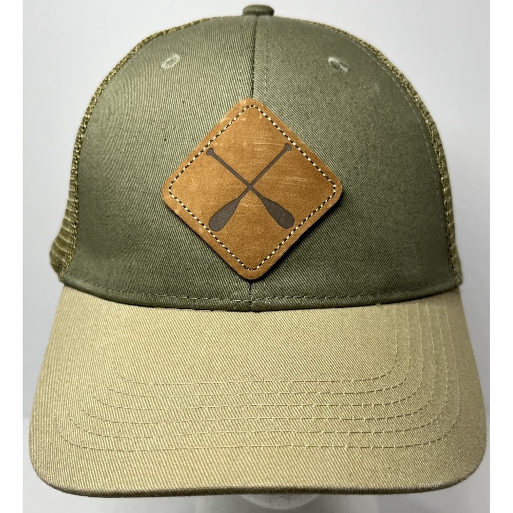 Outdoor Cap Oar Cross Logo Meshback Snapback Cap Green Olive‎ Beige EUC Outdoor